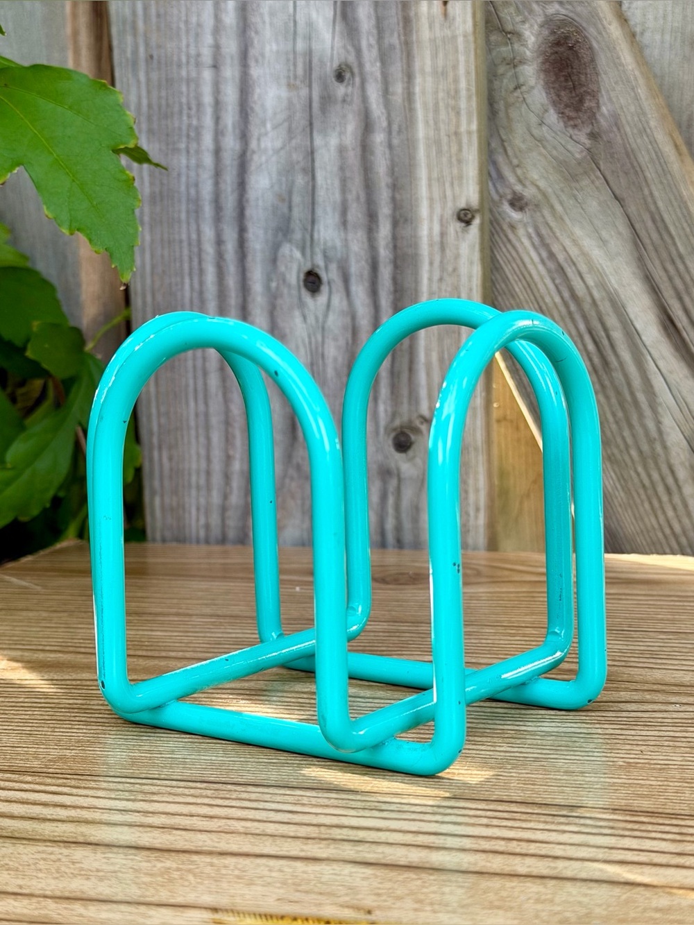 Vintage 1980's Postmodern Teal Turquoise Square Paper Memo Note Holder Metal